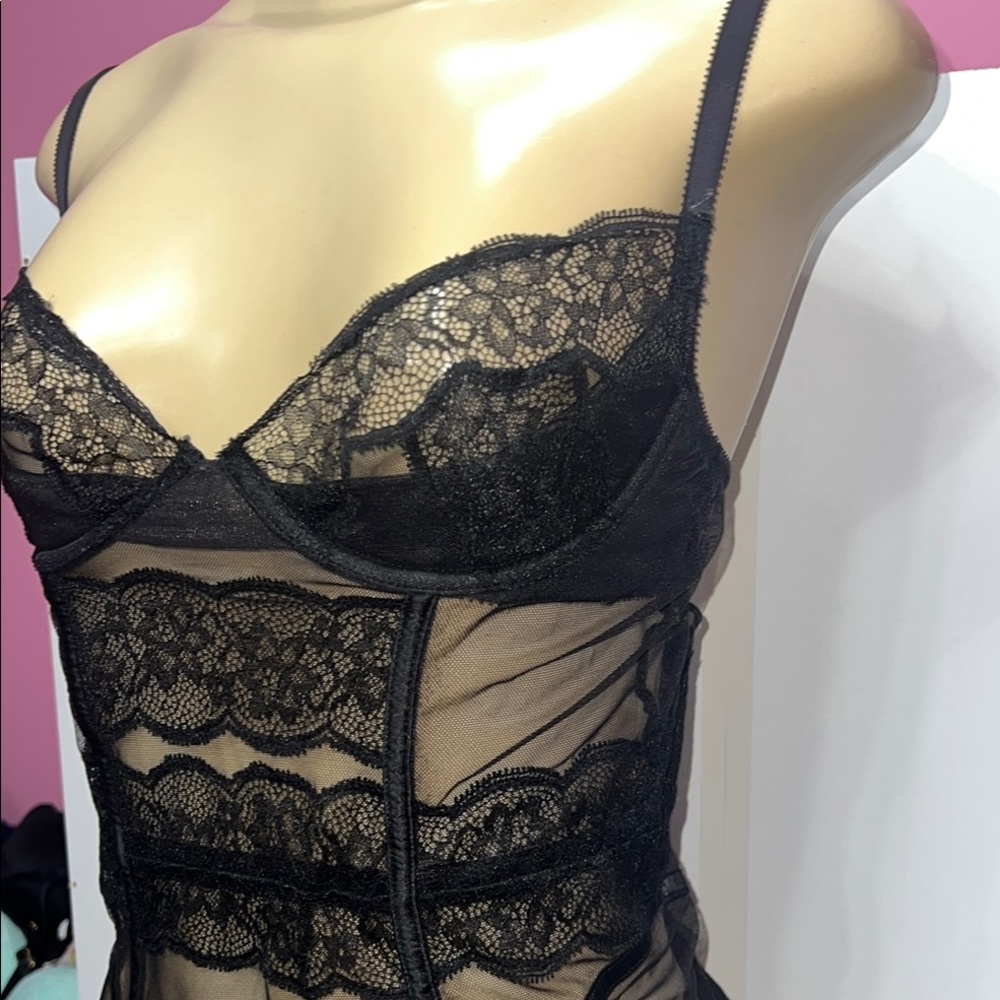 Victoria's Secret Black Chemise‎ with Lace Details 34C